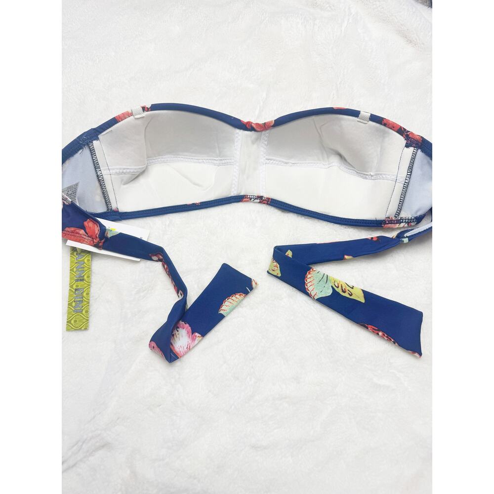 GIANNI BINI Navy Blue Butterfly Print Bandeau Bikini Swimsuit Set NEW Medium - Picture 4 of 7
